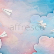 Airplane aerial view paper art with beautiful background